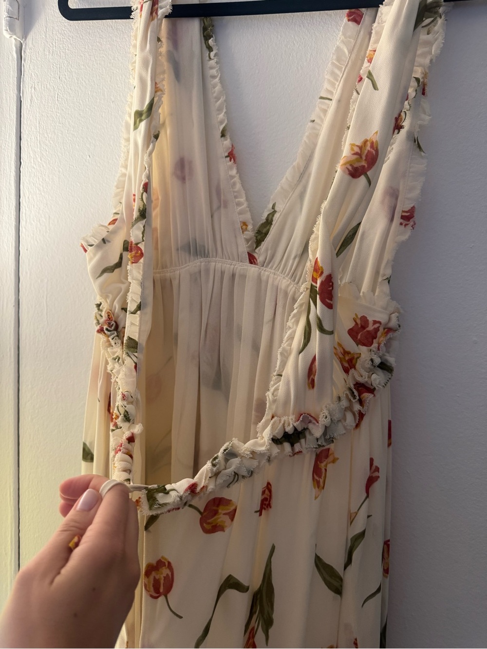 Reformation Cream Floral Tulip Maxi Dress - Picture 7 of 8